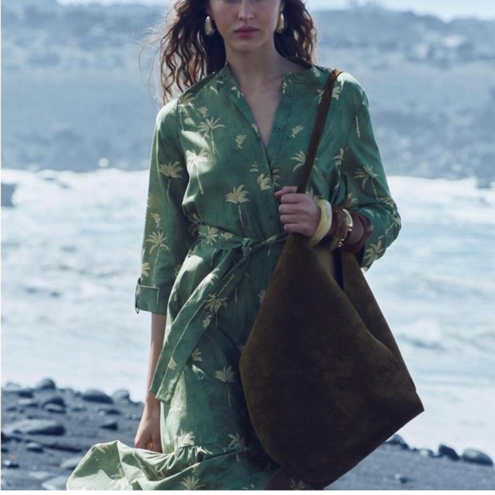Zara Palm Tree Tie-Waist Dress